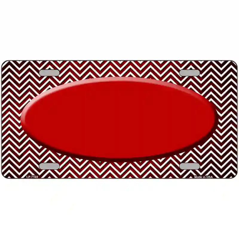 Red White Small Chevron Oval Oil Rubbed Metal Novelty License Plate 24" x 12" (LLP)