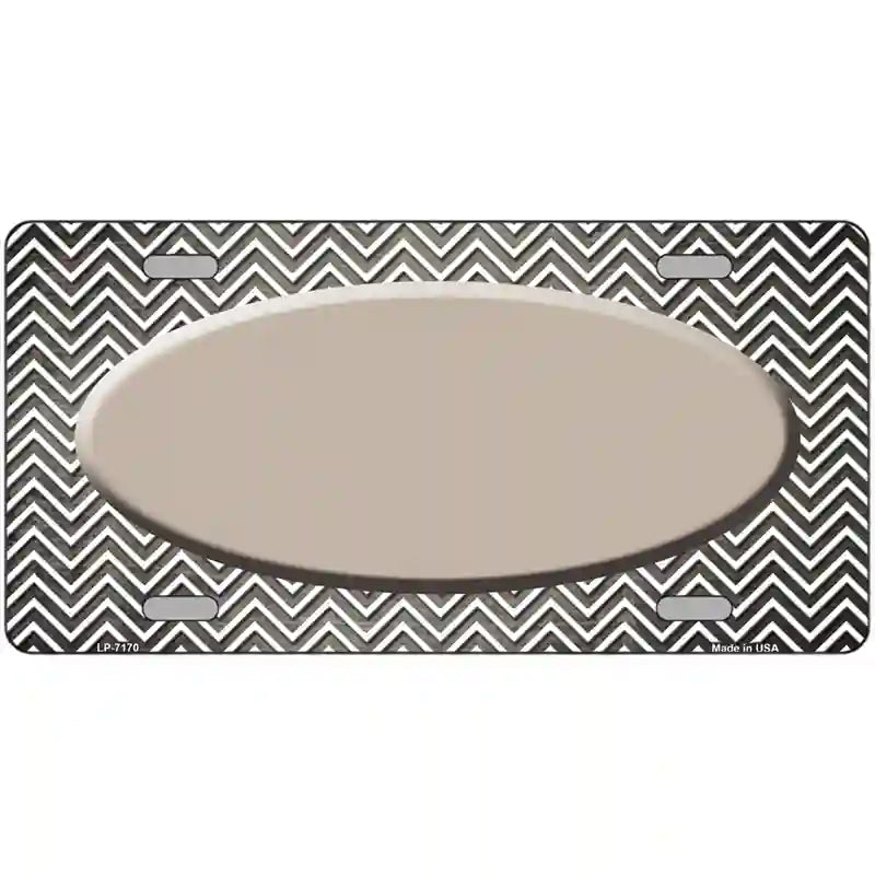 Tan White Small Chevron Oval Oil Rubbed Metal Novelty License Plate 24" x 12" (LLP)