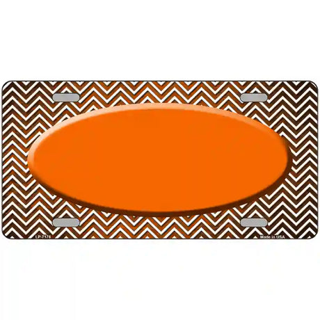 Orange White Small Chevron Oval Oil Rubbed Metal Novelty License Plate 24" x 12" (LLP)