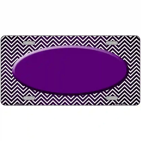 Purple White Small Chevron Oval Oil Rubbed Metal Novelty License Plate 24" x 12" (LLP)