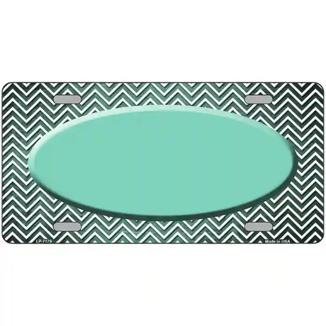 Mint White Small Chevron Oval Oil Rubbed Metal Novelty License Plate 24" x 12" (LLP)