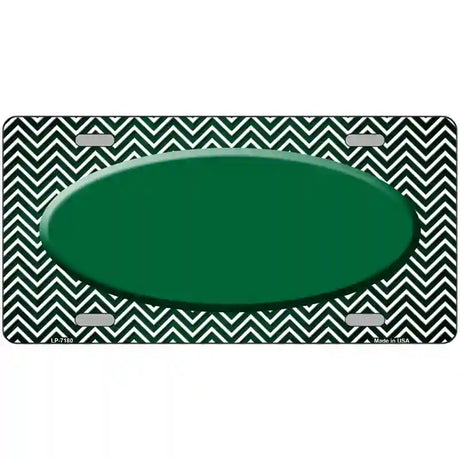 Green White Small Chevron Oval Oil Rubbed Metal Novelty License Plate 24" x 12" (LLP)