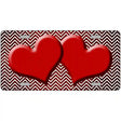 Red White Small Chevron Hearts Oil Rubbed Metal Novelty License Plate 24" x 12" (LLP)