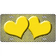 Yellow White Small Chevron Hearts Oil Rubbed Metal Novelty License Plate 24" x 12" (LLP)