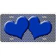 Blue White Small Chevron Hearts Oil Rubbed Metal Novelty License Plate 24" x 12" (LLP)