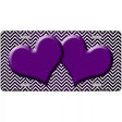 Purple White Small Chevron Hearts Oil Rubbed Metal Novelty License Plate 24" x 12" (LLP)