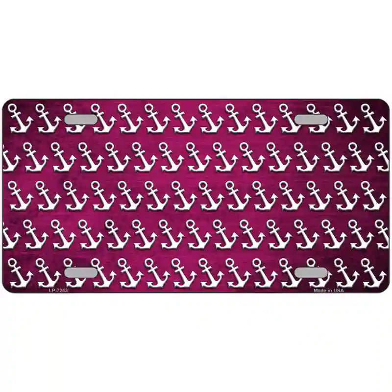 Pink White Anchor Oil Rubbed Metal Novelty License Plate 24" x 12" (LLP)