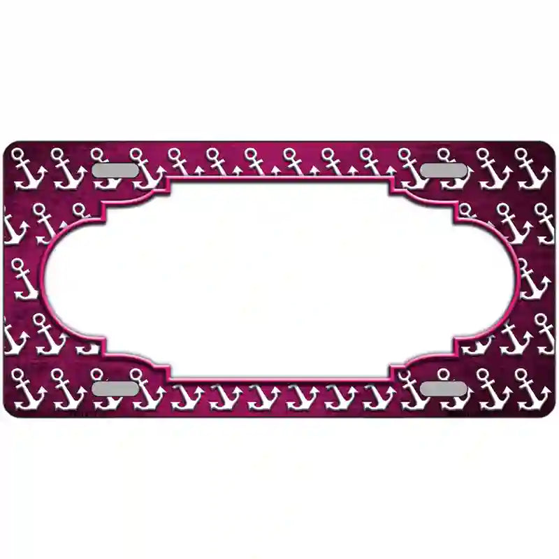 Pink White Anchor Scallop Oil Rubbed Metal Novelty License Plate 24" x 12" (LLP)