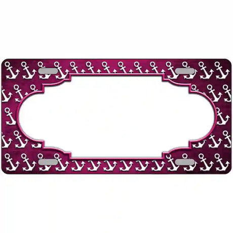 Pink White Anchor Scallop Oil Rubbed Metal Novelty License Plate 24" x 12" (LLP)