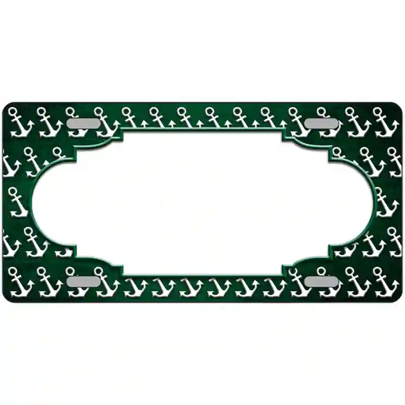 Green White Anchor Scallop Oil Rubbed Metal Novelty License Plate 24" x 12" (LLP)