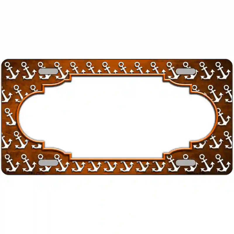 Orange White Anchor Scallop Oil Rubbed Metal Novelty License Plate 24" x 12" (LLP)