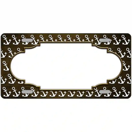 Brown White Anchor Scallop Oil Rubbed Metal Novelty License Plate 24" x 12" (LLP)