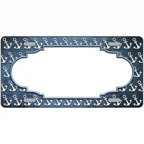 Light Blue White Anchor Scallop Oil Rubbed Metal Novelty License Plate 24" x 12" (LLP)