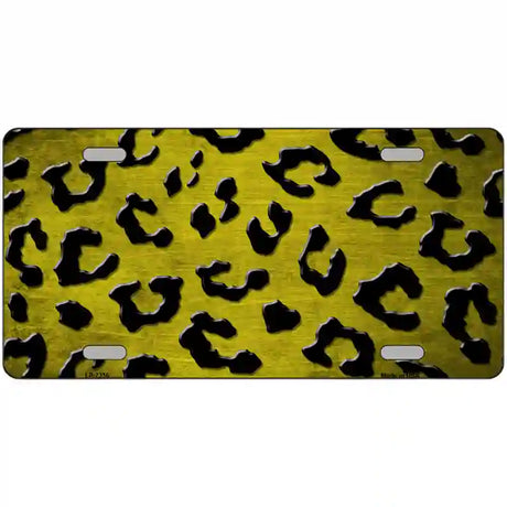 Yellow Black Cheetah Oil Rubbed Metal Novelty License Plate 24" x 12" (LLP)