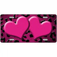 Pink Black Cheetah Hearts Oil Rubbed Metal Novelty License Plate 24" x 12" (LLP)