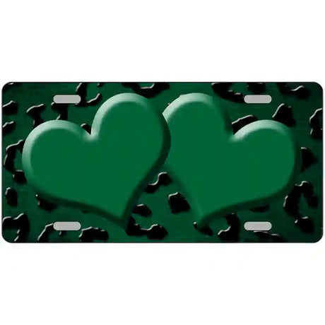 Green Black Cheetah Hearts Oil Rubbed Metal Novelty License Plate 24" x 12" (LLP)