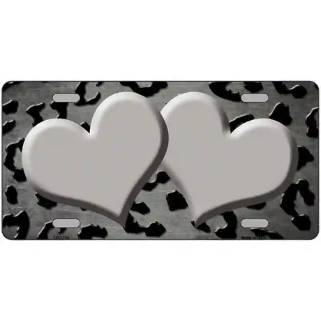 Gray Black Cheetah Hearts Oil Rubbed Metal Novelty License Plate 24" x 12" (LLP)