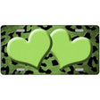 Lime Green Black Cheetah Hearts Oil Rubbed Metal Novelty License Plate 24" x 12" (LLP)