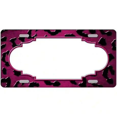 Pink Black Cheetah Scallop Oil Rubbed Metal Novelty License Plate 24" x 12" (LLP)