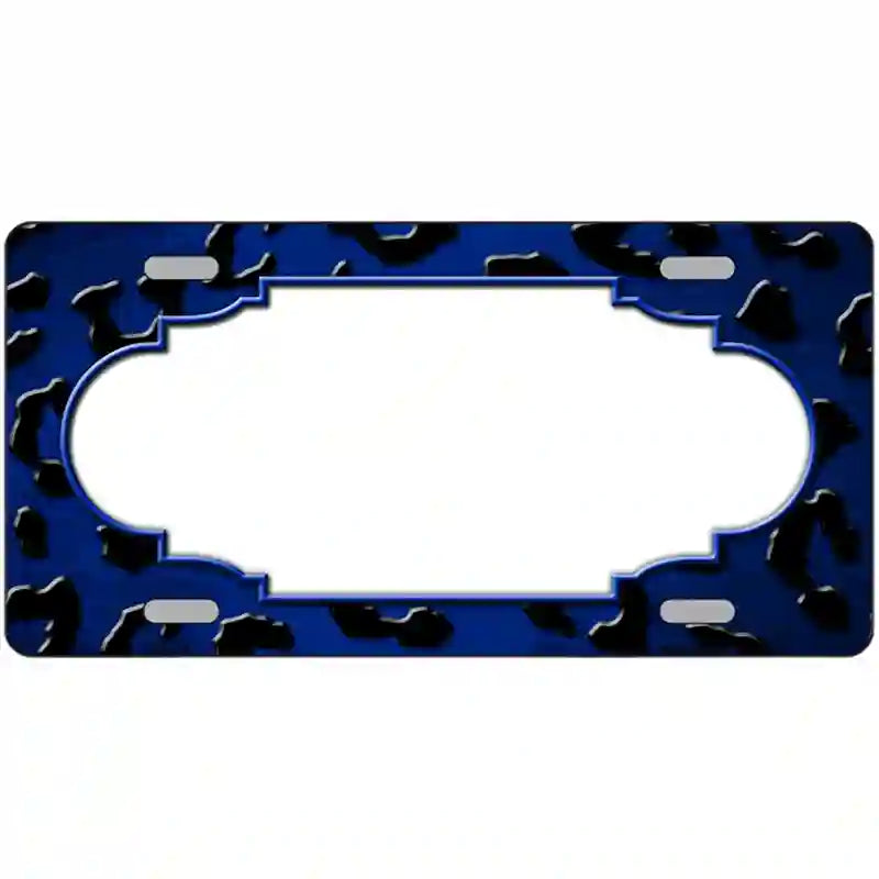 Blue Black Cheetah Scallop Oil Rubbed Metal Novelty License Plate 24" x 12" (LLP)