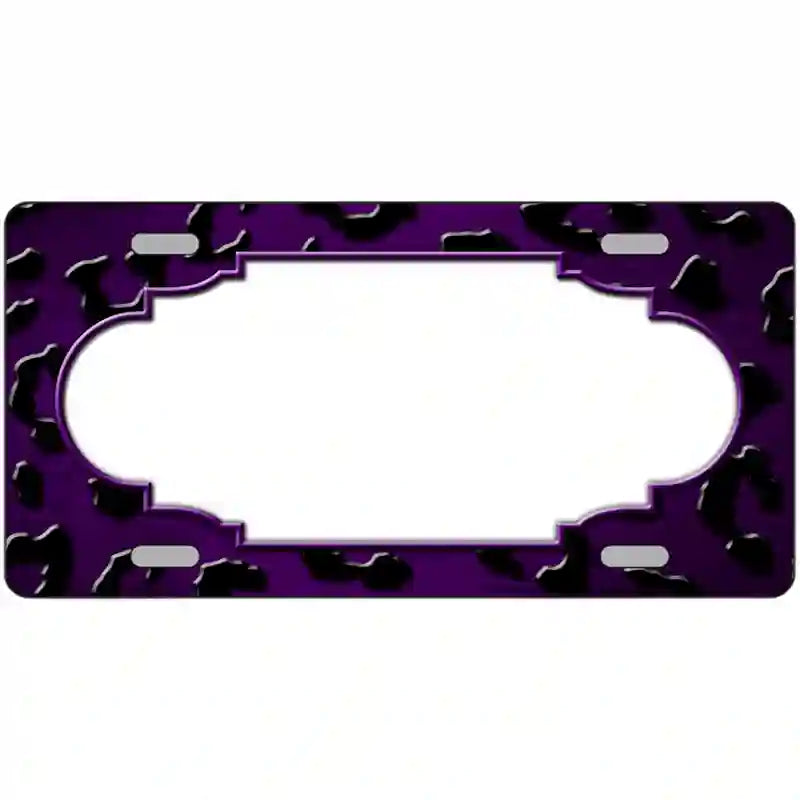 Purple Black Cheetah Scallop Oil Rubbed Metal Novelty License Plate 24" x 12" (LLP)