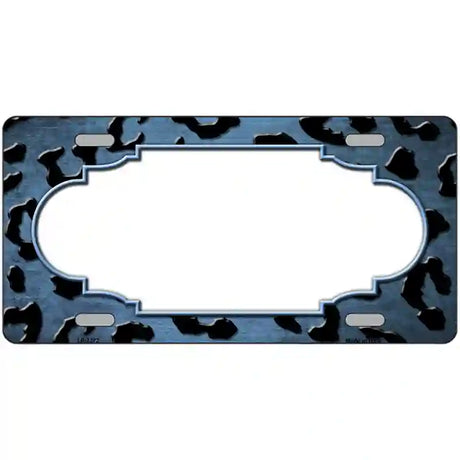 Light Blue Black Cheetah Scallop Oil Rubbed Metal Novelty License Plate 24" x 12" (LLP)