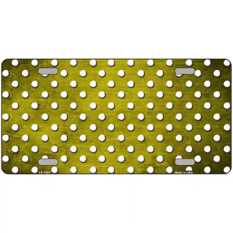 Yellow White Small Dots Oil Rubbed Metal Novelty License Plate 24" x 12" (LLP)