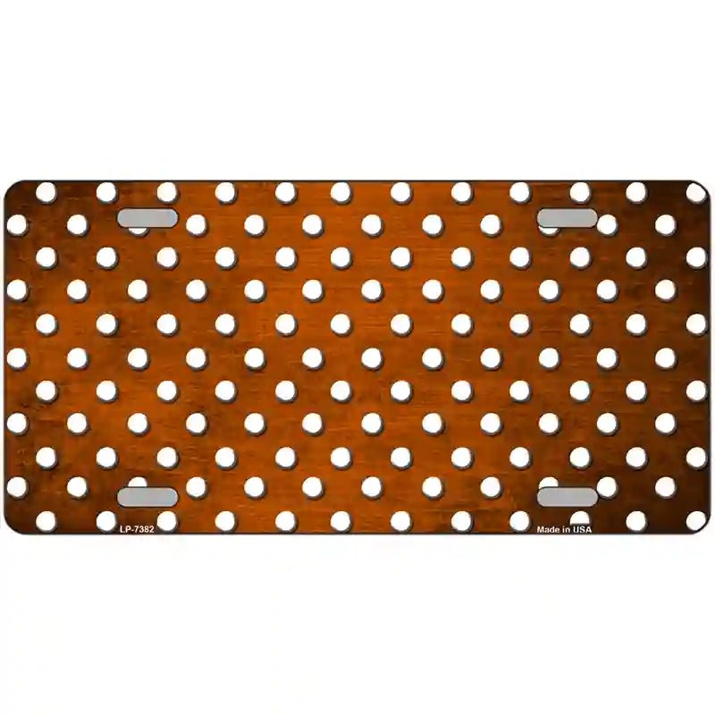 Orange White Small Dots Oil Rubbed Metal Novelty License Plate 24" x 12" (LLP)