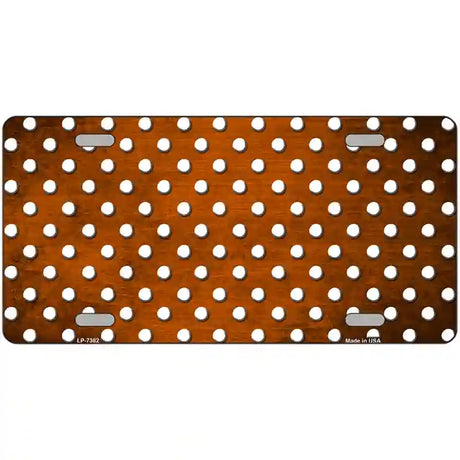 Orange White Small Dots Oil Rubbed Metal Novelty License Plate 24" x 12" (LLP)