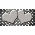 Gray White Small Dots Hearts Oil Rubbed Metal Novelty License Plate 24" x 12" (LLP)