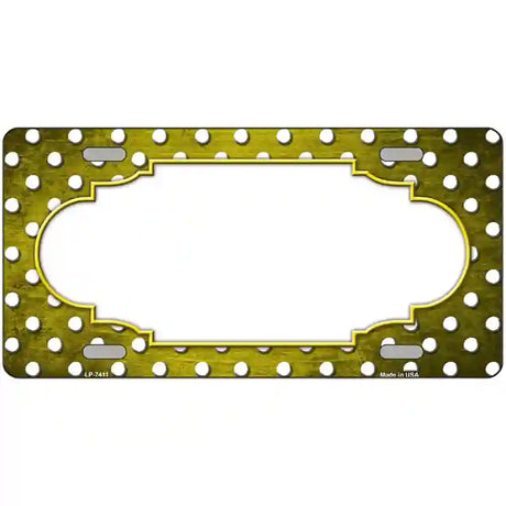 Yellow White Small Dots Scallop Oil Rubbed Metal Novelty License Plate 24" x 12" (LLP)