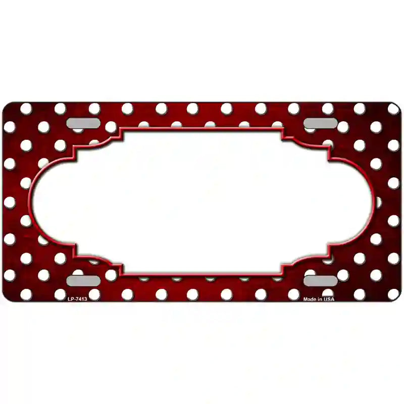 Red White Small Dots Scallop Oil Rubbed Metal Novelty License Plate 24" x 12" (LLP)