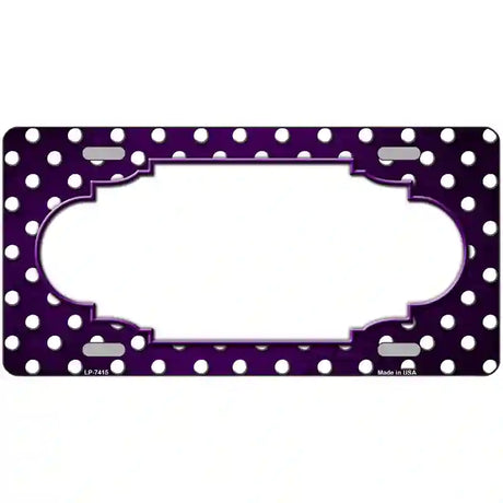 Purple White Small Dots Scallop Oil Rubbed Metal Novelty License Plate 24" x 12" (LLP)