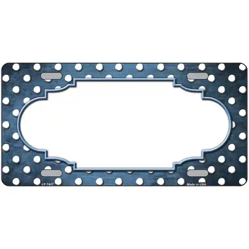 Light Blue White Small Dots Scallop Oil Rubbed Metal Novelty License Plate 24" x 12" (LLP)