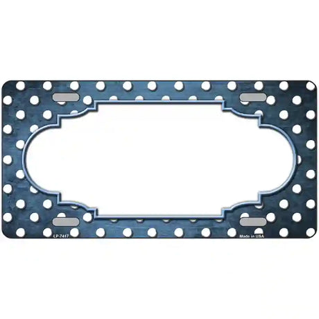 Light Blue White Small Dots Scallop Oil Rubbed Metal Novelty License Plate 24" x 12" (LLP)