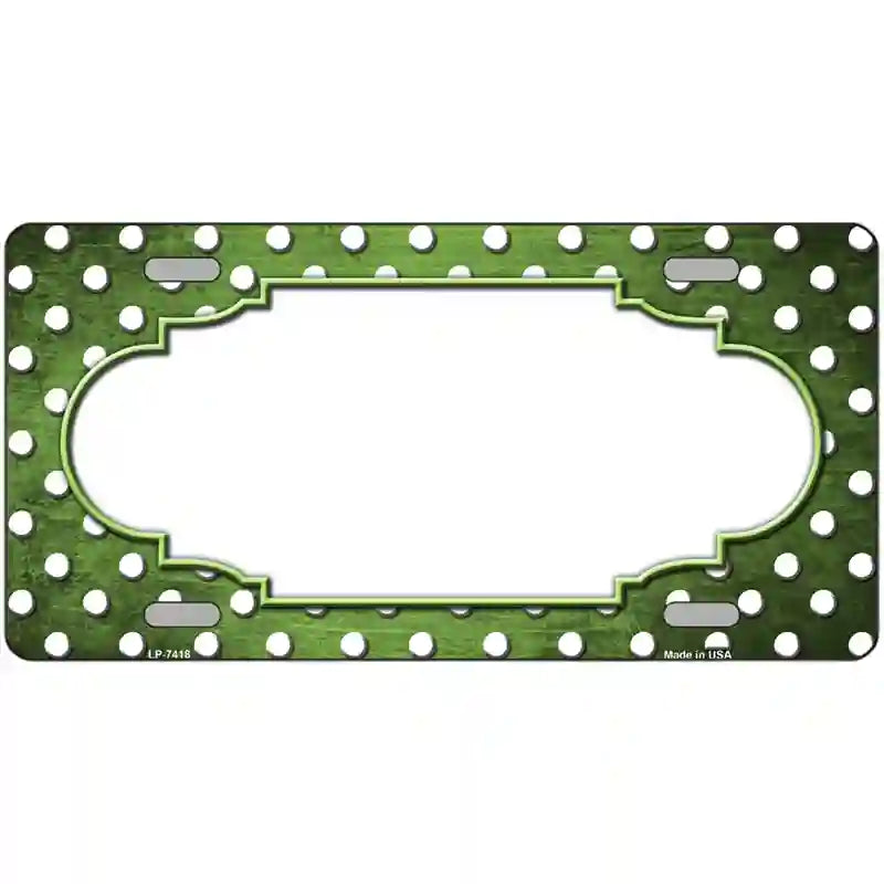 Lime Green White Small Dots Scallop Oil Rubbed Metal Novelty License Plate 24" x 12" (LLP)