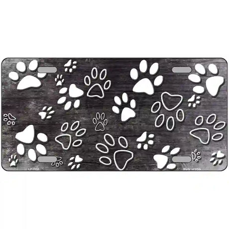 Black White Paw Oil Rubbed Metal Novelty License Plate 24" x 12" (LLP)