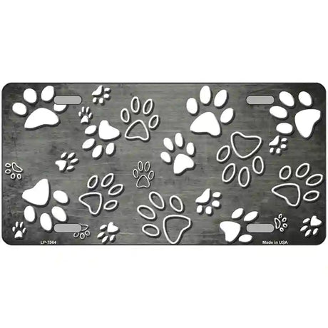 Gray White Paw Oil Rubbed Metal Novelty License Plate 24" x 12" (LLP)