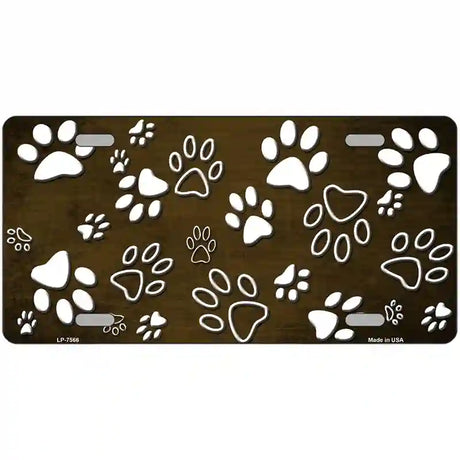 Brown White Paw Oil Rubbed Metal Novelty License Plate 24" x 12" (LLP)