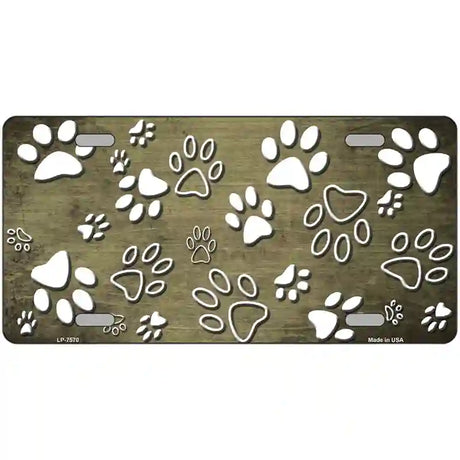 Gold White Paw Oil Rubbed Metal Novelty License Plate 24" x 12" (LLP)