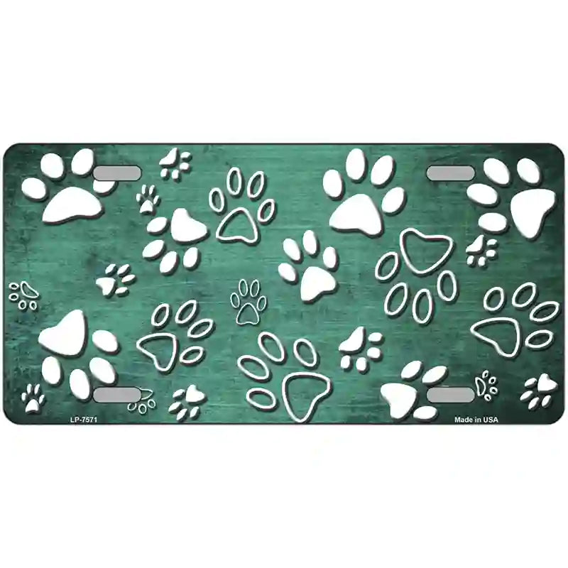 Mint White Paw Oil Rubbed Metal Novelty License Plate 24" x 12" (LLP)