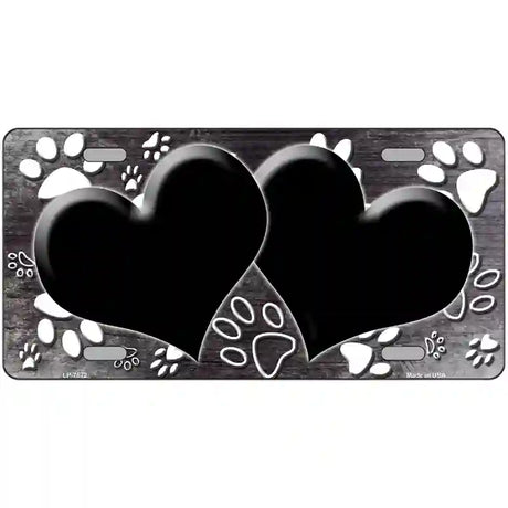 Paw Heart Black White Metal Novelty License Plate 24" x 12" (LLP)