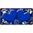 Paw Heart Blue White Metal Novelty License Plate 24" x 12" (LLP)