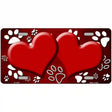 Paw Heart Red White Metal Novelty License Plate 24" x 12" (LLP)