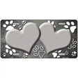 Paw Heart Gray White Metal Novelty License Plate 24" x 12" (LLP)