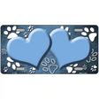 Paw Heart Light Blue White Metal Novelty License Plate 24" x 12" (LLP)