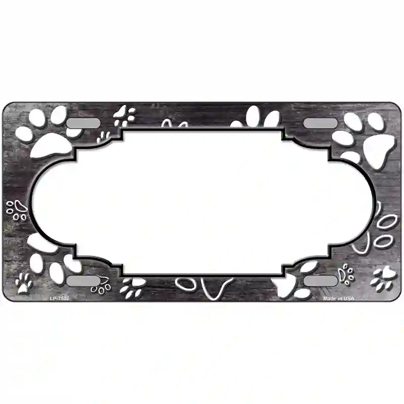 Paw Scallop Black White Metal Novelty License Plate 24" x 12" (LLP)