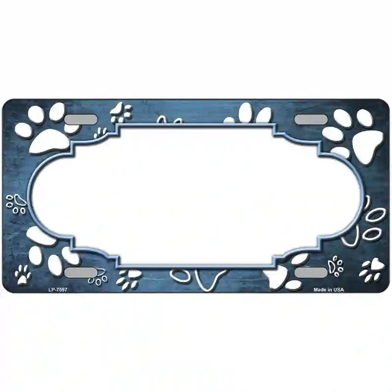 Paw Scallop Light Blue White Metal Novelty License Plate 24" x 12" (LLP)