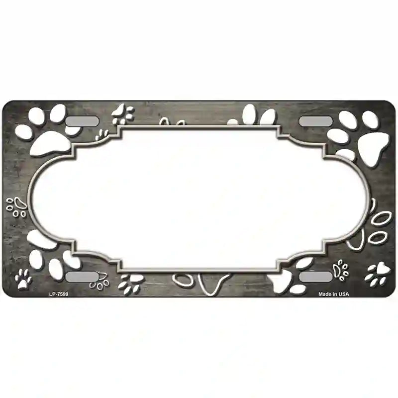 Paw Scallop Tan White Metal Novelty License Plate 24" x 12" (LLP)