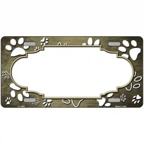 Paw Scallop Gold White Metal Novelty License Plate 24" x 12" (LLP)